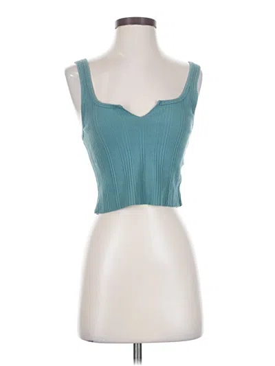 Pre-owned Bdg Tank Top Teal Sweetheart Neckline Tops In Blue