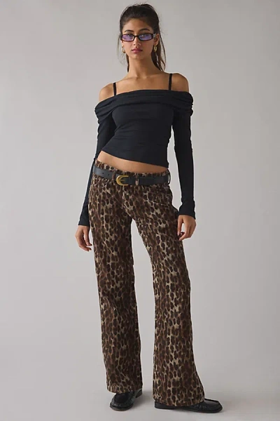 Bdg Teo Relaxed Low-rise Bootcut Corduroy Pant In Animal Print, Women's At Urban Outfitters In Multi