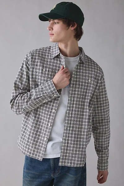 Bdg Textured Plaid Work Shirt Top In Ivory, Men's At Urban Outfitters In White