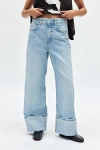 Bdg Thea Cuffed Wide Leg Jean In Light Blue, Women's At Urban Outfitters