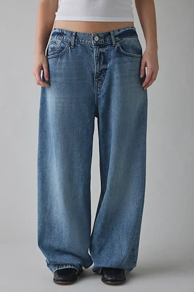 Bdg Titan Mid-rise Oversized Baggy Jean In Mid Indigo, Women's At Urban Outfitters In Blue