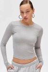 Bdg Too Perfect Long Sleeve Tee In Grey, Women's At Urban Outfitters