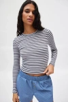Bdg Too Perfect Long Sleeve Tee In Grey, Women's At Urban Outfitters