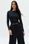 Bdg Too Perfect Long Sleeve Tee In Washed Black, Women's At Urban Outfitters