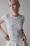 Bdg Too Perfect Printed Short Sleeve Tee In Blueberry, Women's At Urban Outfitters