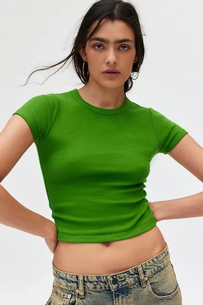 Bdg Too Perfect Short Sleeve Tee In Bright Green, Women's At Urban Outfitters In Bright Green