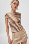 Bdg Too Perfect Cropped Short Sleeve Tee In Light Brown, Women's At Urban Outfitters