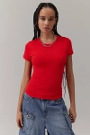 Bdg Too Perfect Cropped Short Sleeve Tee In Red, Women's At Urban Outfitters