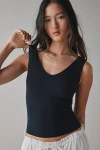 Bdg Too Perfect V-neck Cropped Tank Top In Black, Women's At Urban Outfitters