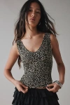 Bdg Too Perfect V-neck Cropped Tank Top In Leopard, Women's At Urban Outfitters