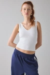 Bdg Too Perfect V-neck Cropped Tank Top In White, Women's At Urban Outfitters