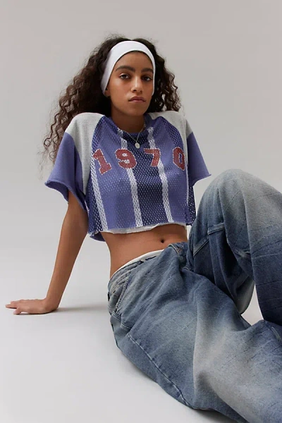 Bdg Trea Jersey Cropped Tee In Blue, Women's At Urban Outfitters