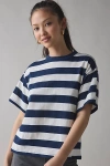 Bdg Universal Boxy Tee In Dark Blue Stripe, Women's At Urban Outfitters