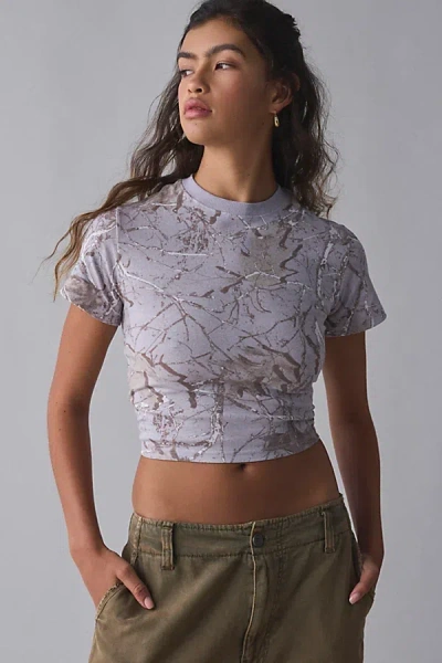 Bdg Universal Shrunken Tee In Purple Camo, Women's At Urban Outfitters