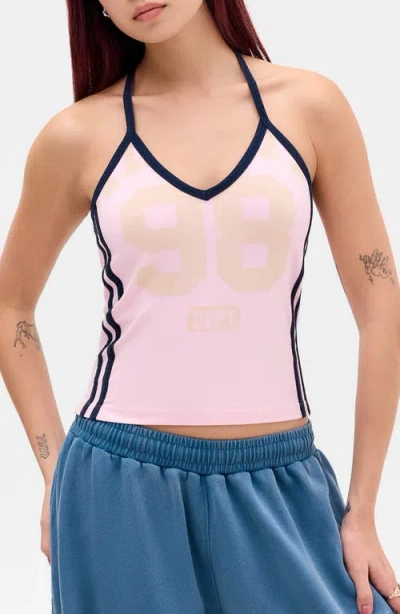 Bdg Urban Outfitters '98 Stretch Cotton Graphic Halter Top In Pink