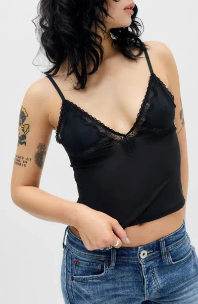 Bdg Urban Outfitters Adore Lace Trim Crop Camisole In Black