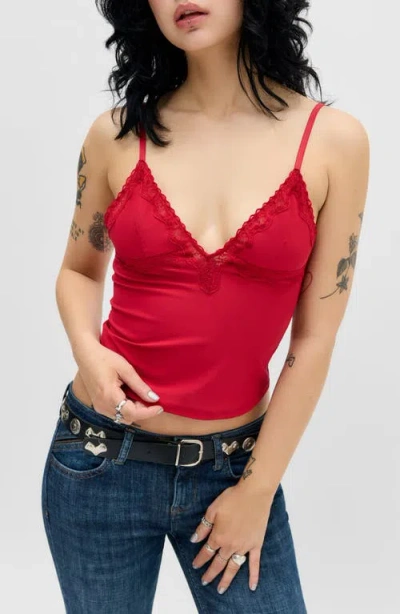 Bdg Urban Outfitters Adore Lace Trim Crop Camisole In Red