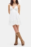 Bdg Urban Outfitters Aria Embroidered Tiered Cotton Sundress In White