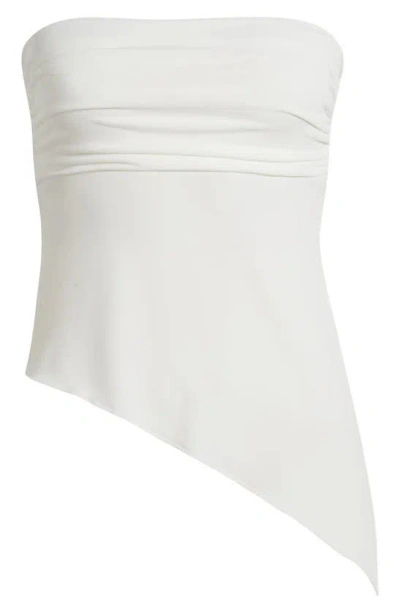 Bdg Urban Outfitters Asymmetric Strapless Mesh Top In Ecru