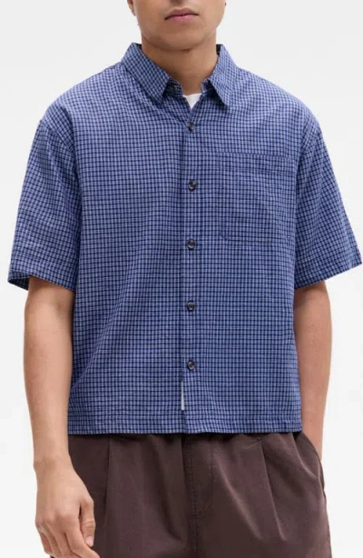 Bdg Urban Outfitters Boxy Check Short Sleeve Button-up Shirt In Blue