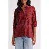 Bdg Urban Outfitters Brendan Plaid High-low Hem Button-up Shirt In Red