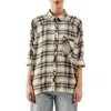 Bdg Urban Outfitters Brendon Plaid High-low Hem Button-up Shirt In Khaki