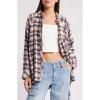 Bdg Urban Outfitters Brendon Plaid High-low Hem Button-up Shirt In Pink