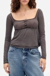 Bdg Urban Outfitters Brittney Long Sleeve Babydoll Top In Brown