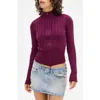 Bdg Urban Outfitters Cable Two-way Zipper Cardigan In Purple