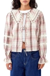 Bdg Urban Outfitters Check Tie Front Cotton Top In Pink
