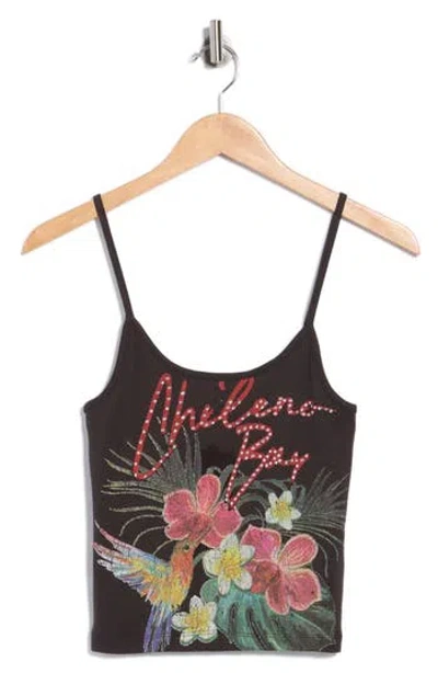 Bdg Urban Outfitters Chileno Bay Graphic Floral Camisole In Black