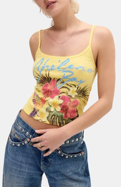 Bdg Urban Outfitters Chileno Bay Graphic Floral Camisole In Yellow