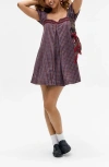 Bdg Urban Outfitters Cordelia Check Cotton Babydoll Minidress In Multi