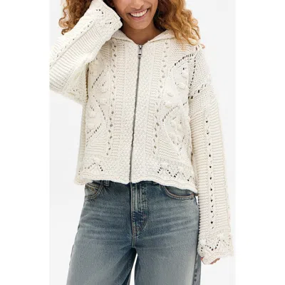 Bdg Urban Outfitters Crochet Zip Front Hoodie In White
