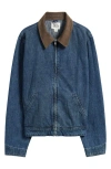 Bdg Urban Outfitters Denim Harrington Jacket With Corduroy Collar In Blue