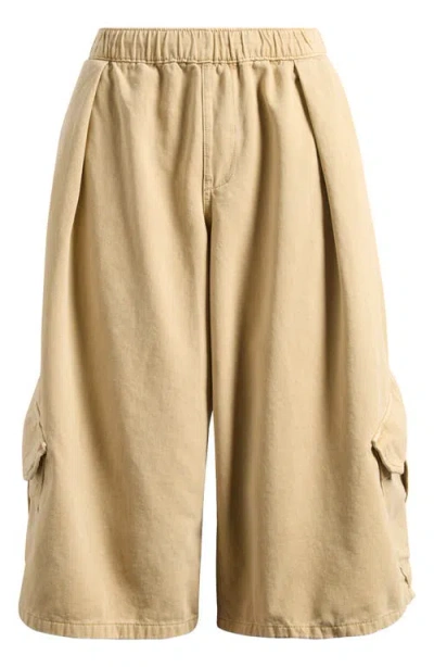 Bdg Urban Outfitters Detroit Pleated Cotton Crop Cargo Pants In Tan Bobbi