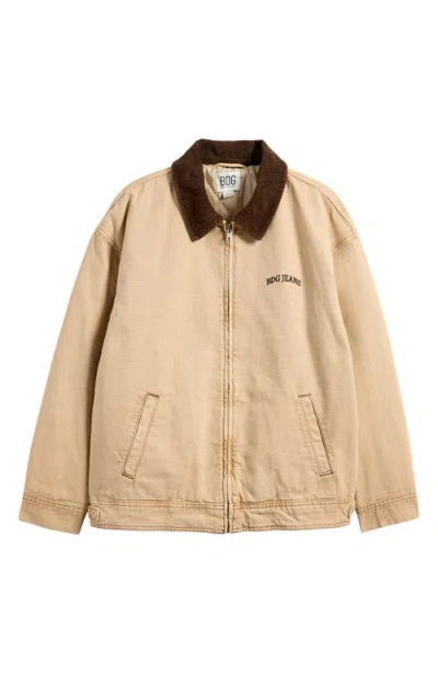 Bdg Urban Outfitters Dex Corduroy Collar Canvas Jacket In Camel