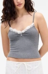 Bdg Urban Outfitters Diana Lace Trim Crop Rib Knit Camisole