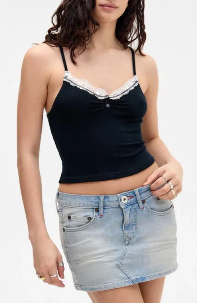 Bdg Urban Outfitters Diana Lace Trim Crop Rib Knit Camisole