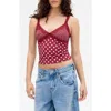 Bdg Urban Outfitters Dot Lace Trim Knit Camisole In Burgundy