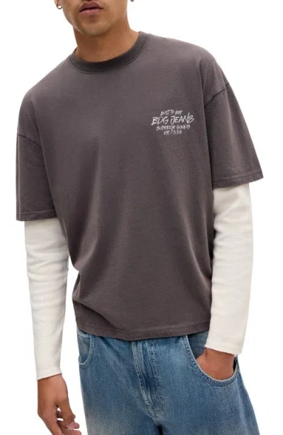 Bdg Urban Outfitters Double Layer Long Sleeve Graphic T-shirt In Brown