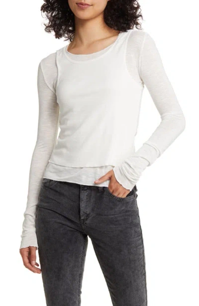 Bdg Urban Outfitters Double Layer Long Sleeve Top In Off-white