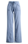 Bdg Urban Outfitters Drawstring Wide Leg Linen & Cotton Blend Pants In Blue