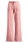 Bdg Urban Outfitters Drawstring Wide Leg Linen & Cotton Blend Pants In Pink Stripe