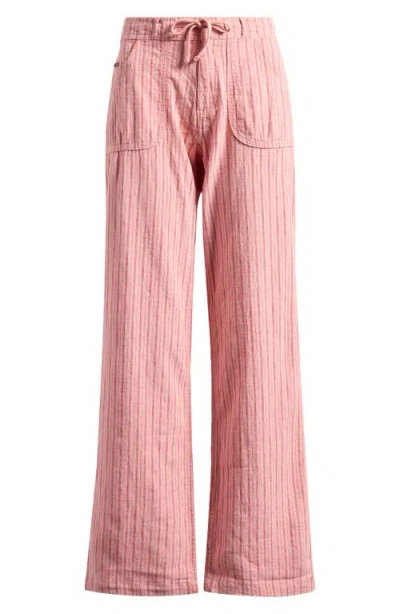 Bdg Urban Outfitters Drawstring Wide Leg Linen & Cotton Blend Pants In Pink Stripe