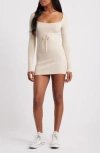 Bdg Urban Outfitters Edison Long Sleeve Sweater Minidress In Ecru