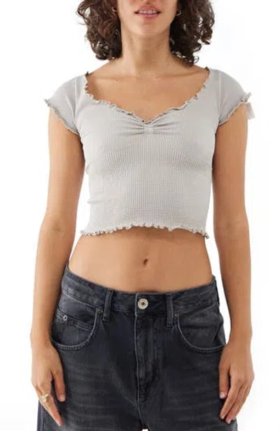 Bdg Urban Outfitters Elsie Cap Sleeve Rib Crop Top In Gray