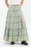 Bdg Urban Outfitters Embroidered Eyelet Tiered Cotton Maxi Skirt