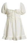 Bdg Urban Outfitters Farron Puff Sleeve Babydoll Minidress In Off White