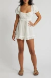 Bdg Urban Outfitters Farron Puff Sleeve Babydoll Minidress In Off White